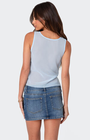 Chiffon & Lace Sheer Asymmetric Top image number 4