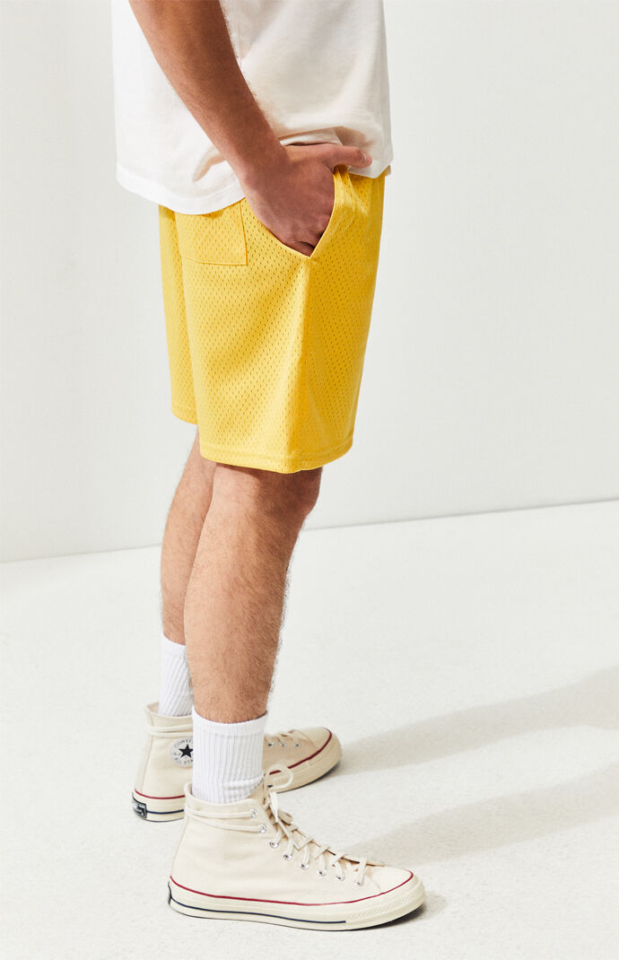 Playboy Gold Text Mesh Basketball Shorts PacSun