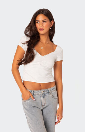 Ava V Neck Ruched Top image number 3