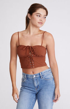 Lace-Up Cinched Corset Top image number 1