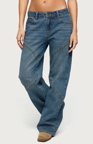 Charla Stud Low Rise Baggy Jeans image number 1