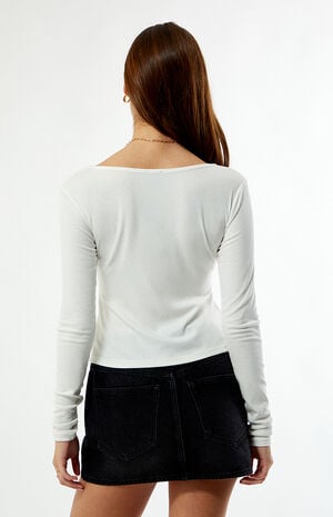 Charlie Deep V Long Sleeve Fit & Flare Top image number 4