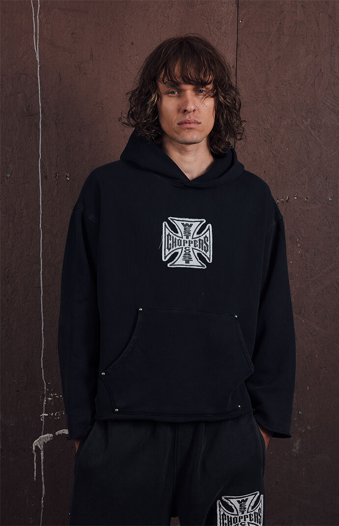 West Coast Choppers Frayed Cross Cropped Hoodie