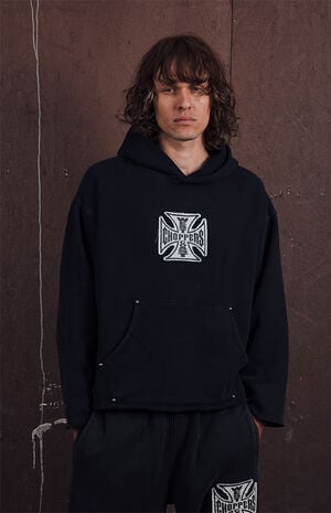 Frayed Cross Cropped Hoodie image number 2