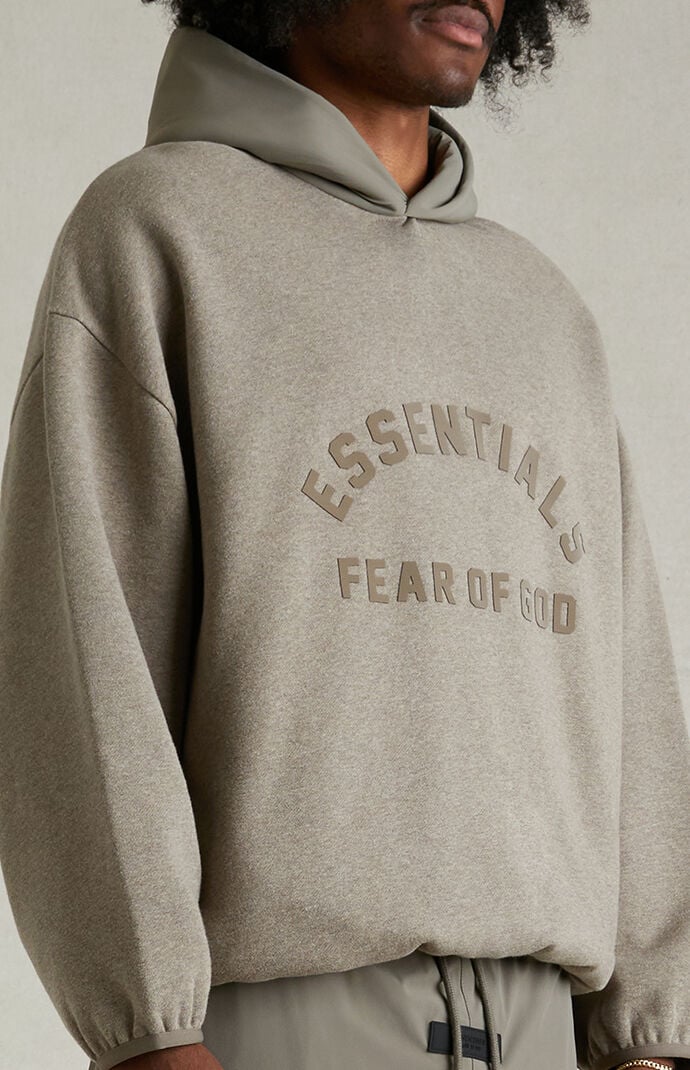 Fear of God ESSENTIALS Heather Grey Dust Nylon Fleece Hoodie