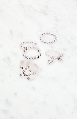 5 Pack Silver Star Rings image number 2
