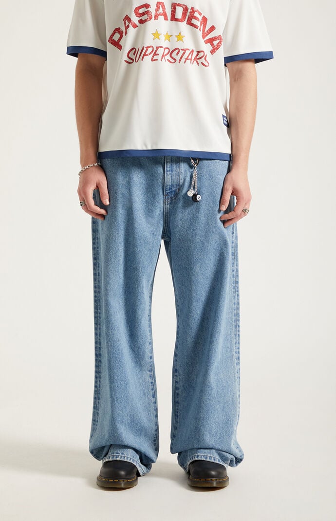 Pacsun Blake Extreme Baggy Jeans Embroidered Medium Blue