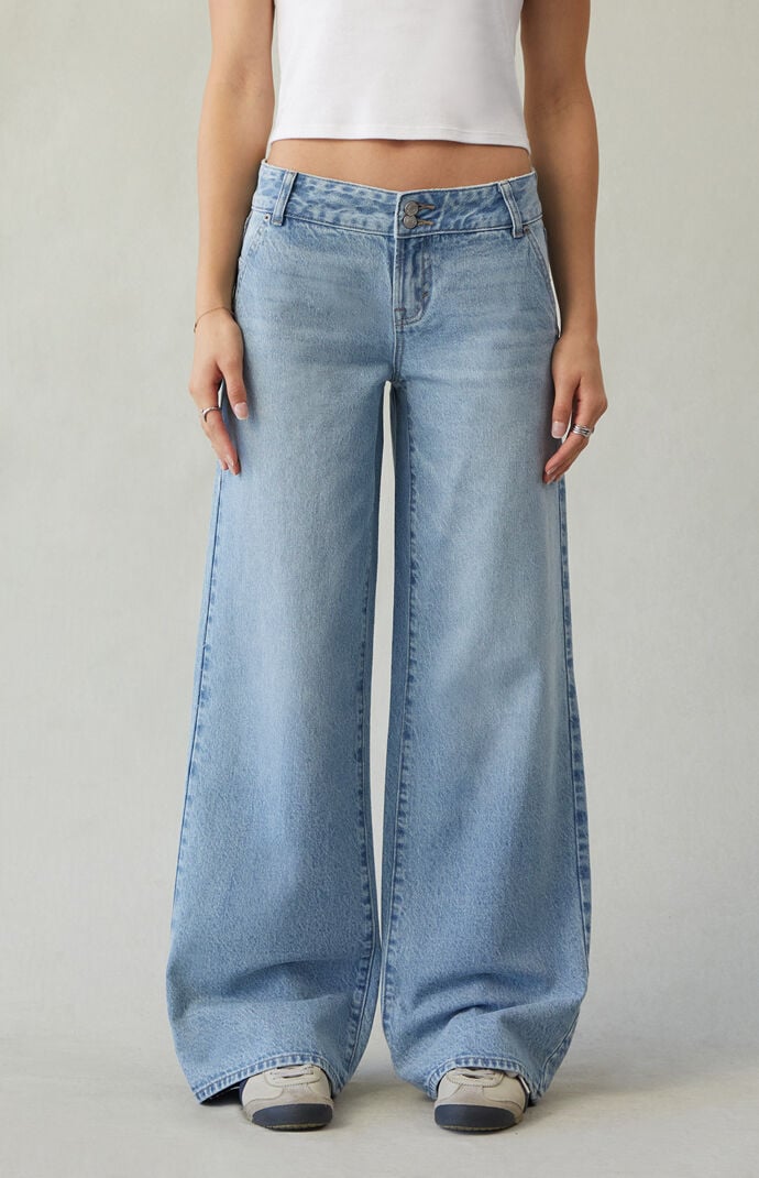 Pacsun Casey Low Rise Baggy Jeans Double Button Light Blue | Pacsun