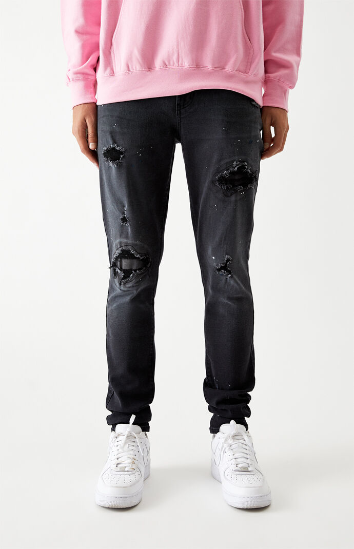 PacSun Black Ripped Stacked Skinny Jeans
