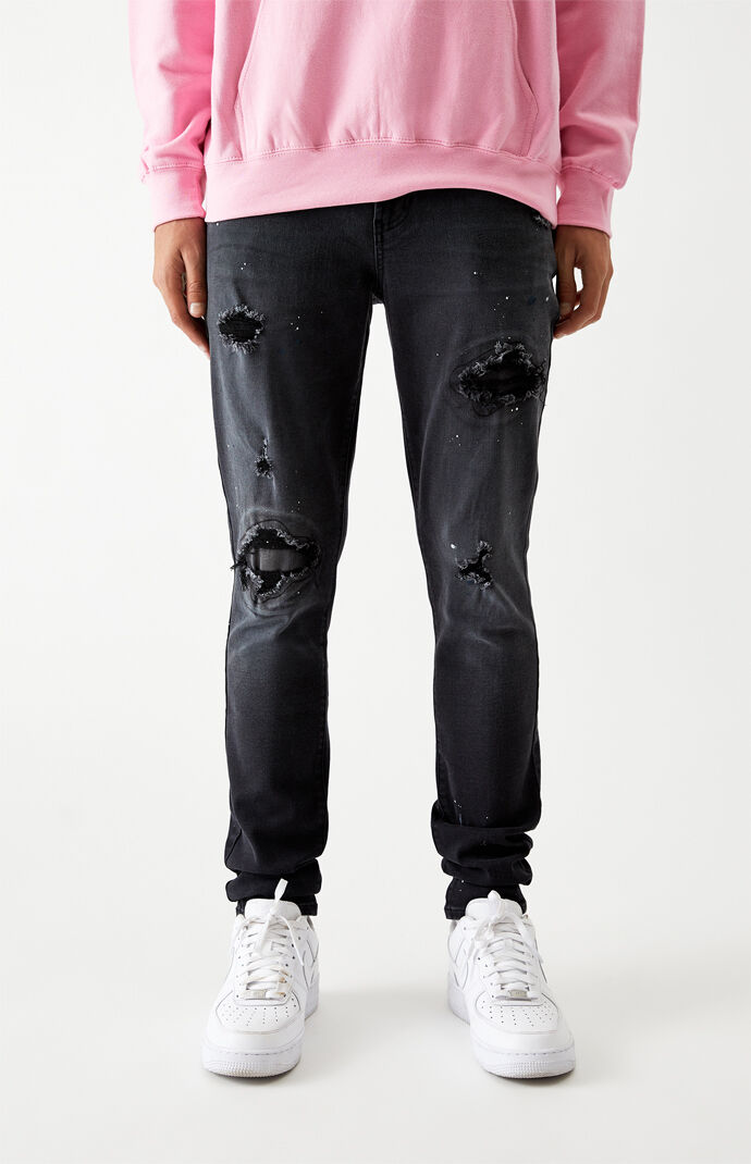 PacSun Black Ripped Stacked Skinny Jeans | PacSun