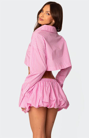 Hila Pinstripe Cropped Button Up Shirt image number 4