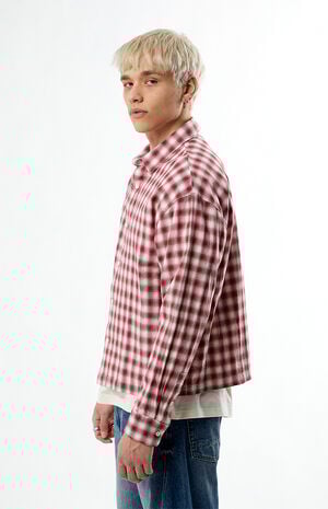 Red Plaid Long Sleeve Button Down Shirt image number 2