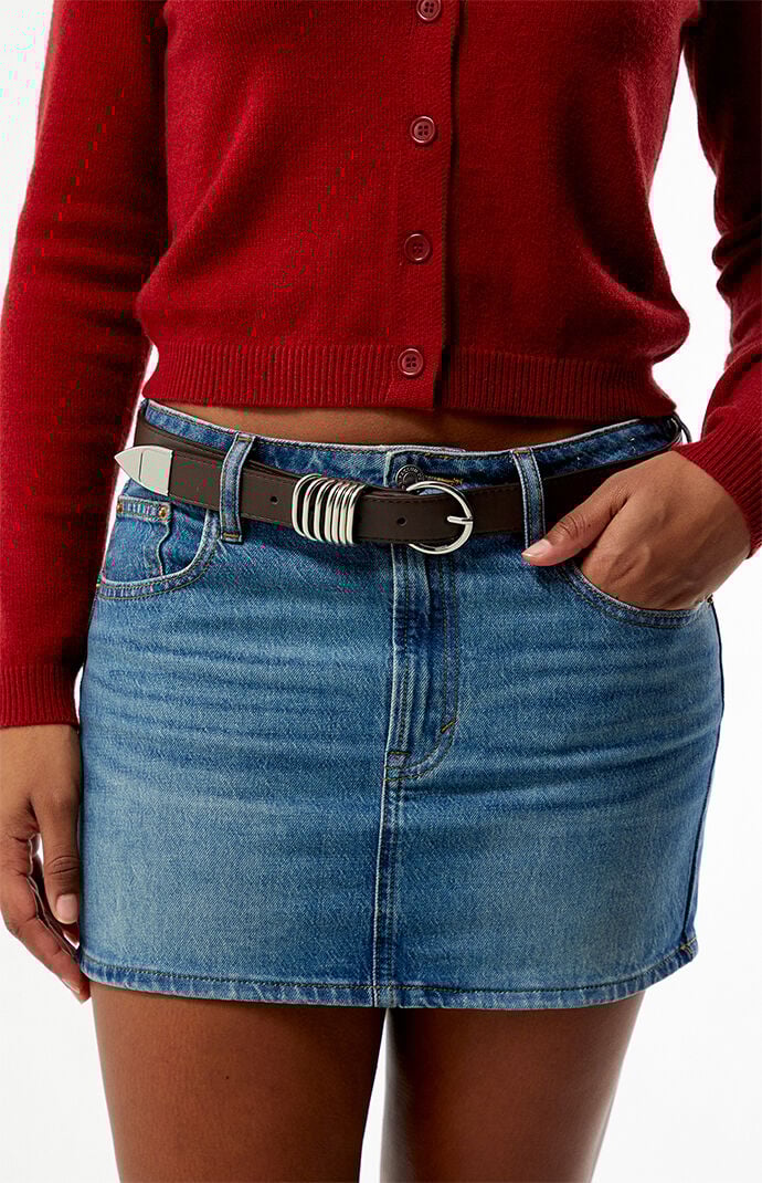 Pacsun Faux Leather Round Metal Buckle Belt