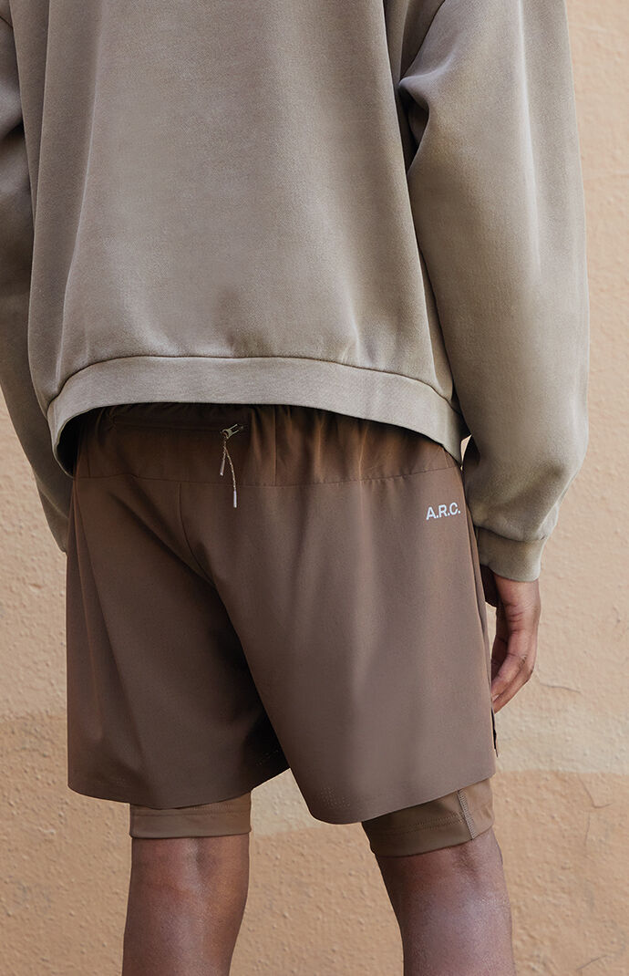A.R.C. Active Brown Mesh Running Shorts | PacSun