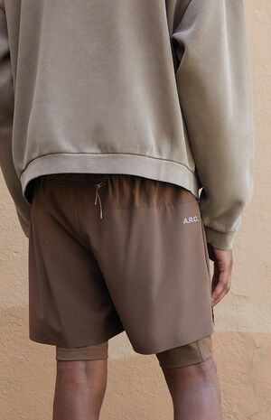 Active Brown Mesh Running Shorts image number 3