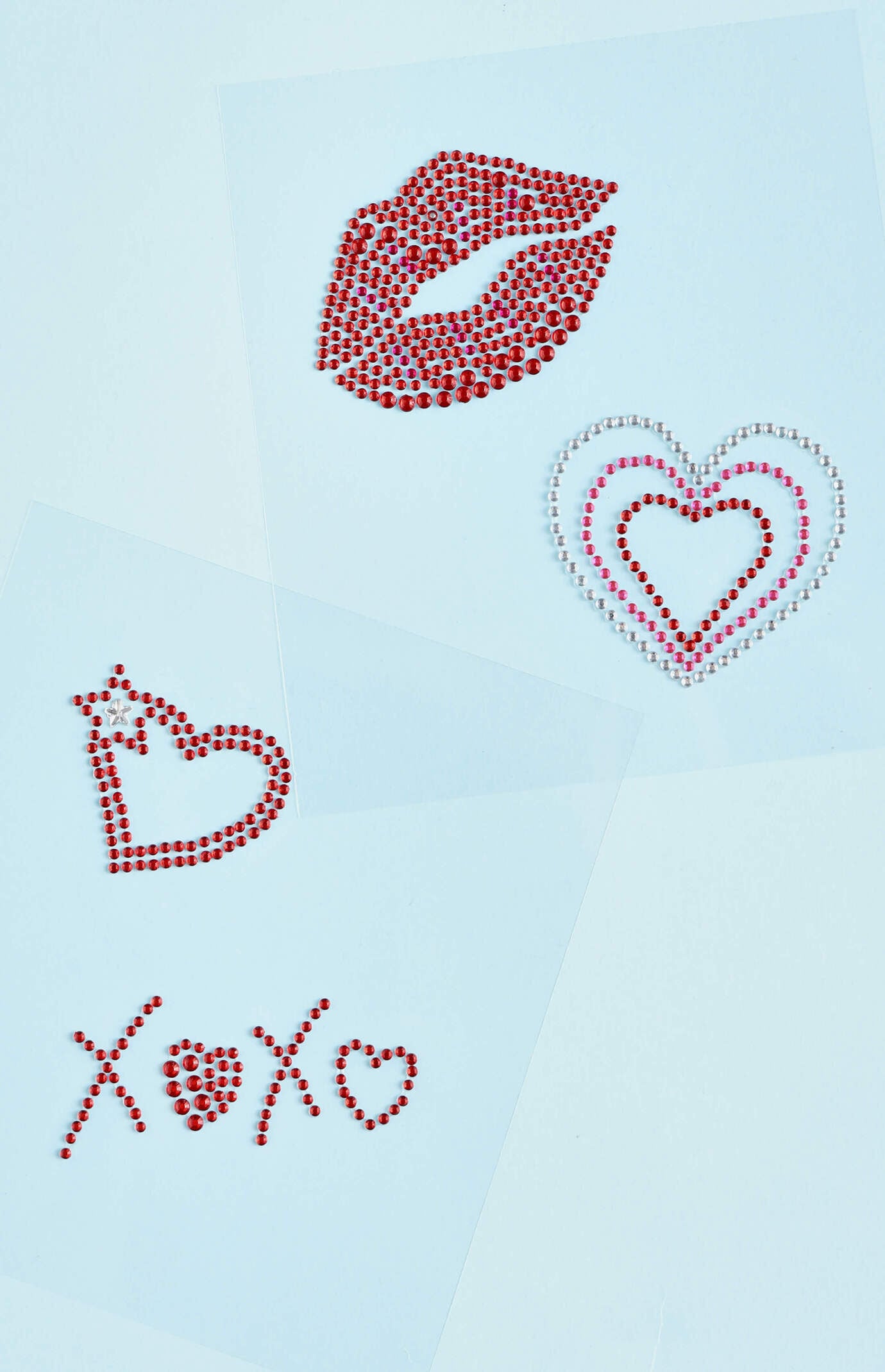 NEVER HAVE I EVER XOXO Kisses Rhinestone Temporary Tattoo Set