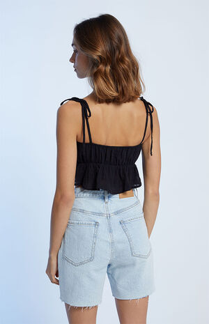 Tonal Plaid Babydoll Tank Top image number 3