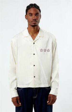 Graphic Long Sleeve Cropped Camp Shirt image number 1