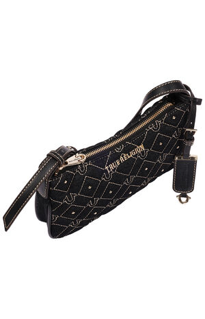 Studded Black Denim Shoulder Bag image number 5