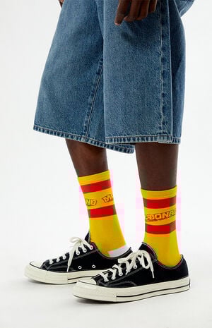 Happy Striped Crew Socks image number 1