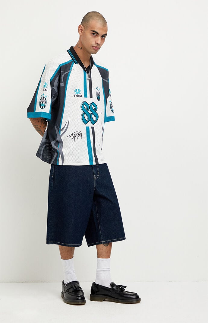 Pacsun Austin Extreme Baggy Jean Shorts Dark Blue