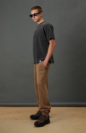 Brown Fleece Jogger Sweatpants image number 5