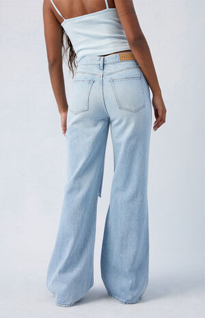 Light Indigo Ripped Dakota Mid Rise Baggy Jeans image number 4