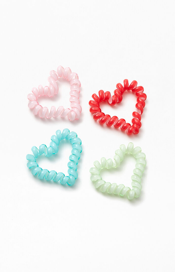 4 Pack Heart Coil Hair Ties