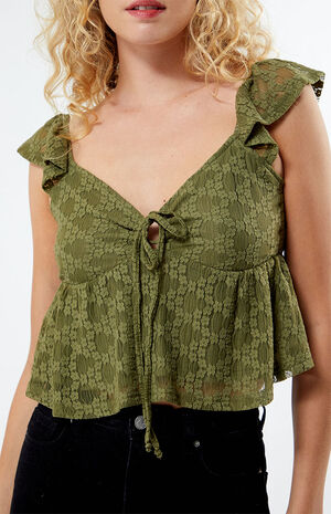 Keyhole Lace Babydoll Top image number 2