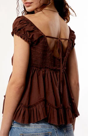 Ellie Lace Trim Button Front Top image number 5