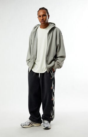 Black Flame Star Fleece Baggy Sweatpants