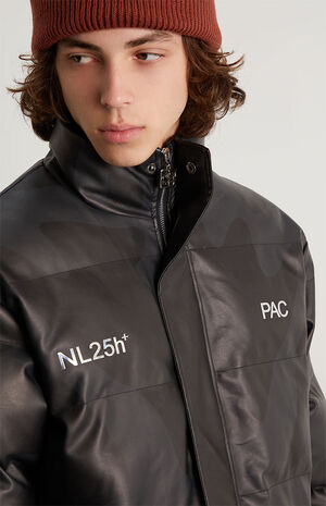x Night Lab Faux Leather Puffer Jacket image number 2