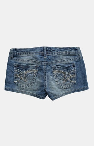 2000s Y2K Dark Indigo Low Rise Micro Jean Shorts image number 2