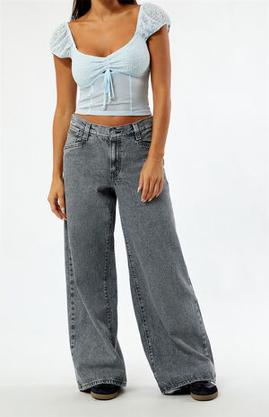 Black Acid Wash '94 Baggy Wide Leg Jeans image number 2