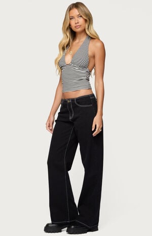 Sage Striped Halter Top image number 4