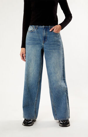 Medium Indigo Kit Wide Leg Baggy Jeans image number 2