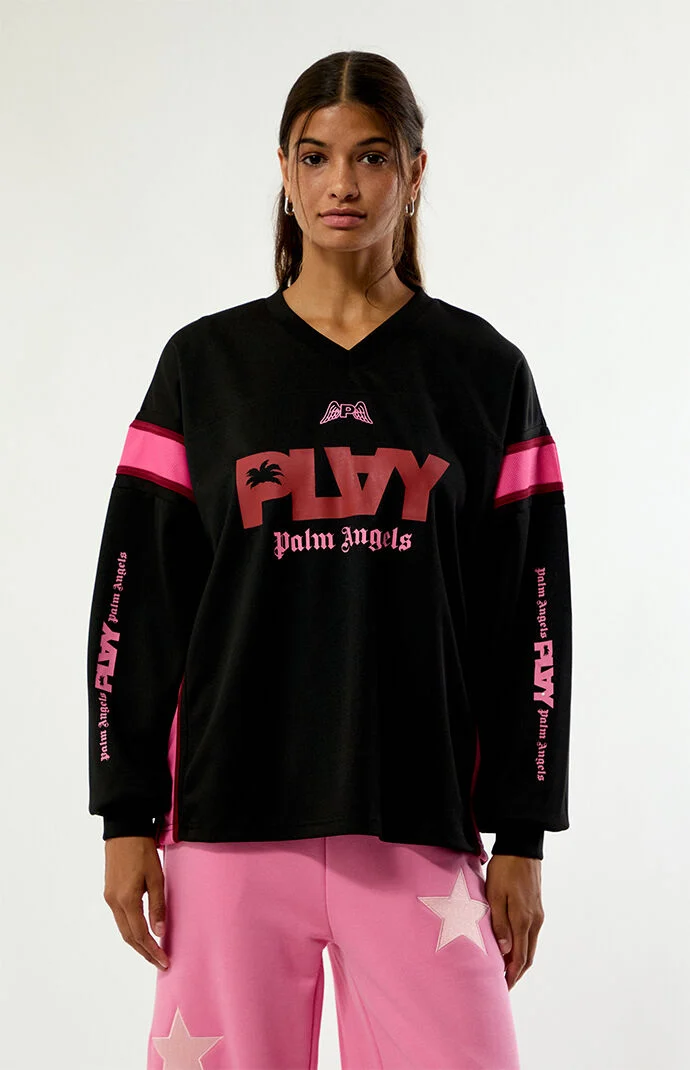 PLAY PALM ANGELS Long Sleeve V-Neck Jersey