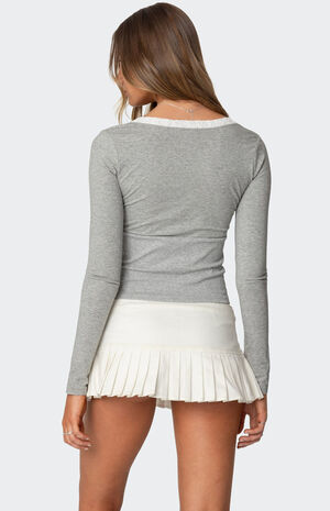 Shayni Lace Trim Long Sleeve Top image number 5
