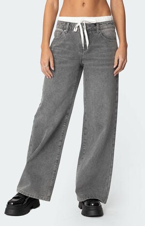 Drawstring Boxer Detail Jeans image number 2