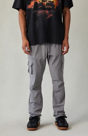 Stretch Gray Slim Cargo Pants