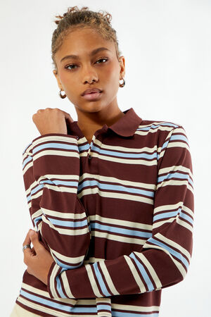 Megan Striped Long Sleeve Polo Shirt image number 3