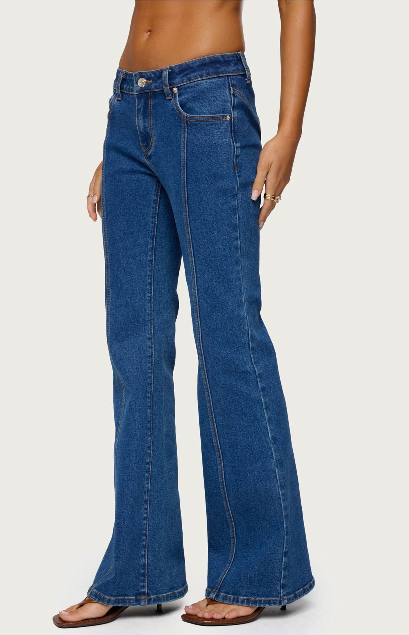 Edikted Starrie Panel Stitch Low Rise Jeans