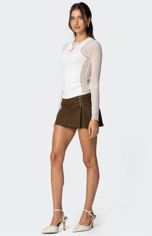 Triple Belt Faux Leather Mini Skort image number 3