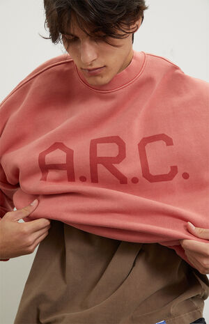 Red Vintage Wash Heavyweight Fleece Crew Neck Sweatshirt image number 3
