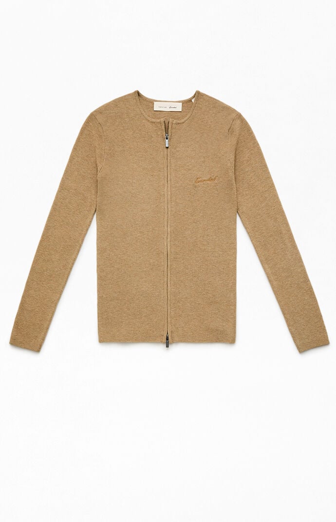 Fear of God Women's Dune Signature Ribbed Knit Long Sleeve Zip Up Top Fear of God Women's Dune Signature Ribbed Knit Long Sleeve Zip Up Top