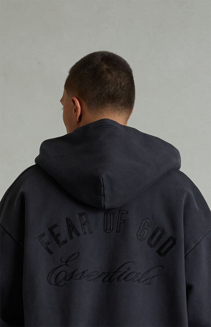 Fear of God ESSENTIALS Vintage Black Classic Full Zip Hoodie | PacSun