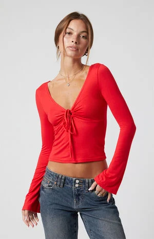 Maya Long Sleeve Keyhole Top image number 2