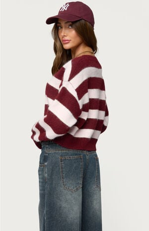 Kaz Striped Knit V Neck Cardigan image number 3