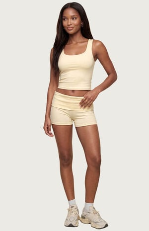 Audrea Ribbed Foldover Biker Shorts image number 4