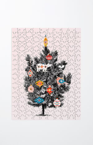 Pink Christmas Tree 200 Piece Jigsaw Puzzle image number 1